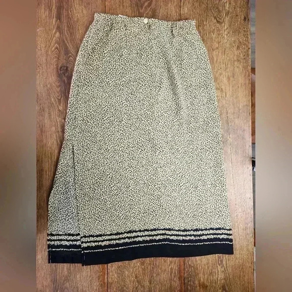 Liz Baker Vintage Large Modest Midi Cheetah Print Skirt Mob Wife Aesthetic - Picture 2 of 8